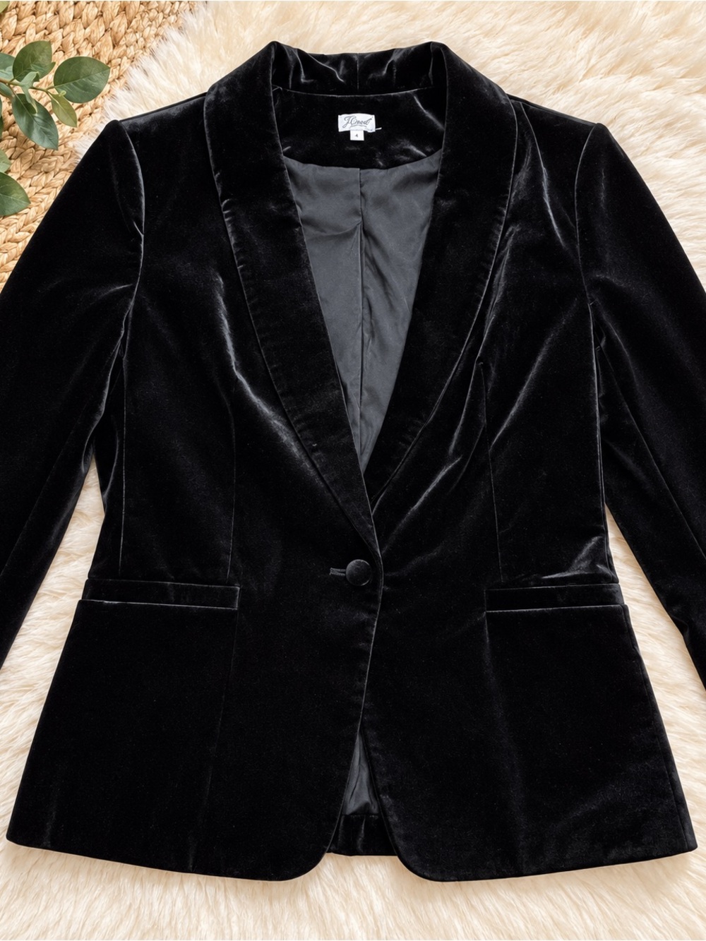 Kismet Black Velvet Single Button Blazer Jacket Medium